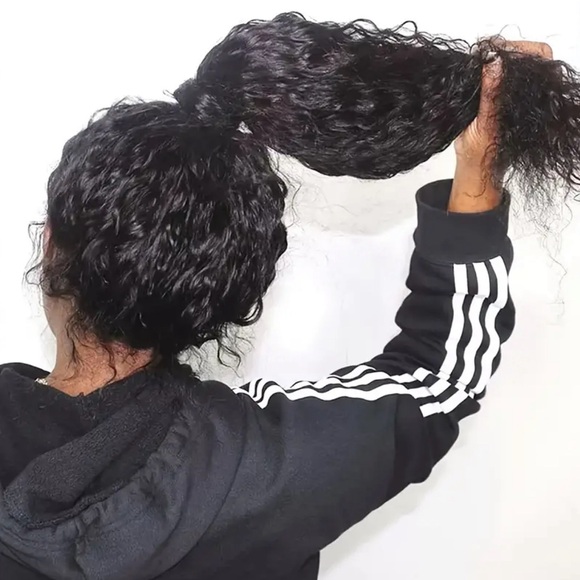 180% Density 28” Natural Black Deep Wave 360 Lace Frontal Human Hair Wig - Picture 5 of 11